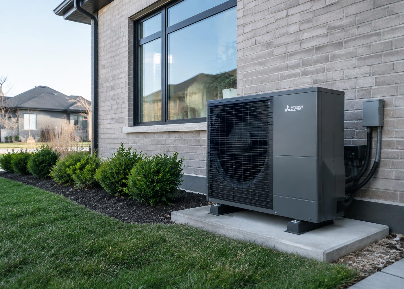 Outdoor heat pump unit installed beside a GTA home